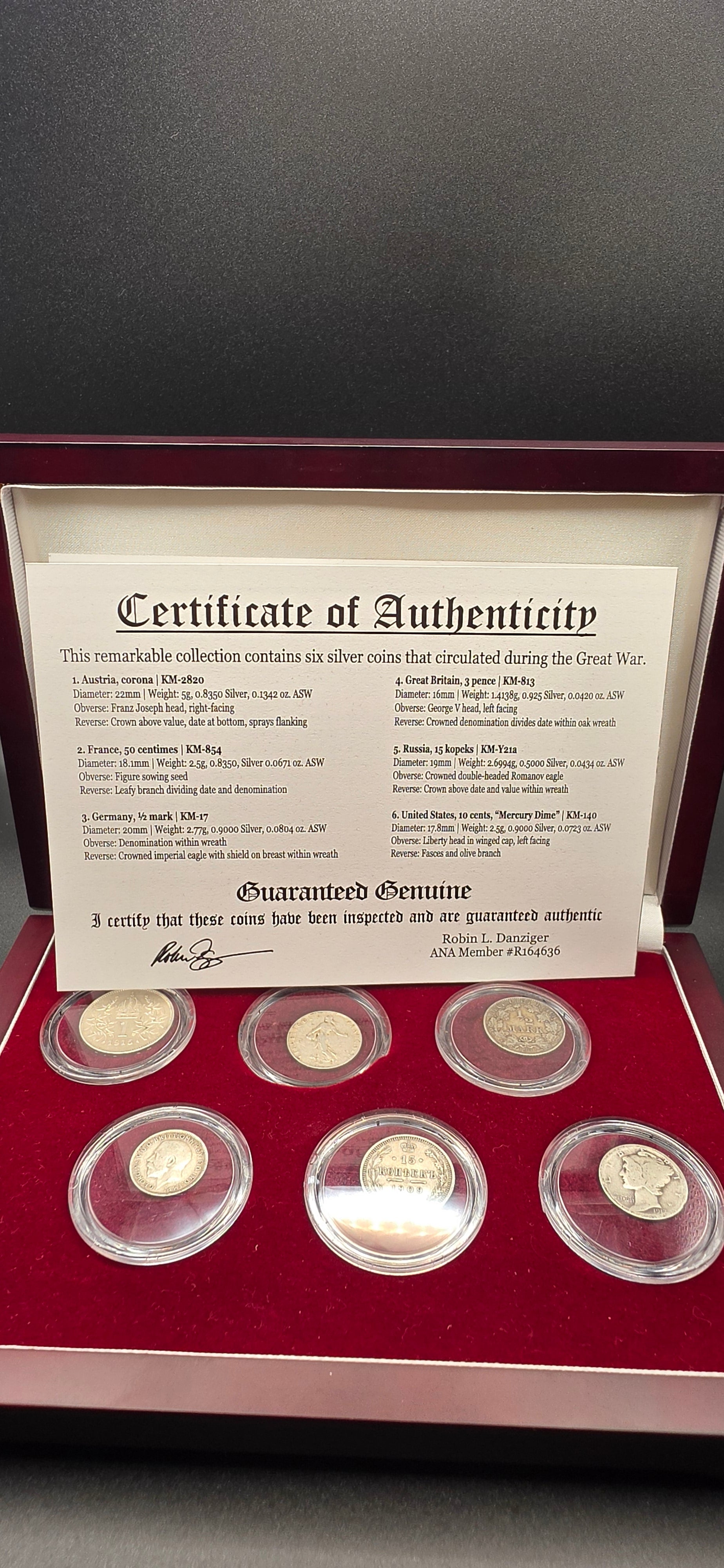 WW1 silver coin set
