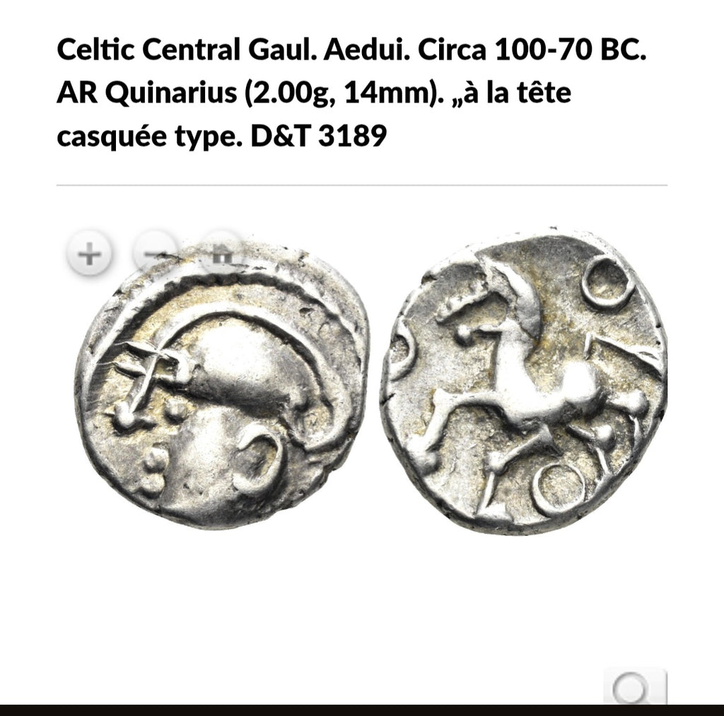 Celtic Gaul Aedui AR Quinarius c. 100–70 BC – Stylized Horse Type