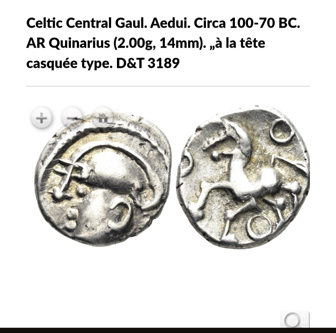 Celtic Gaul Aedui AR Quinarius c. 100–70 BC – Stylized Horse Type
