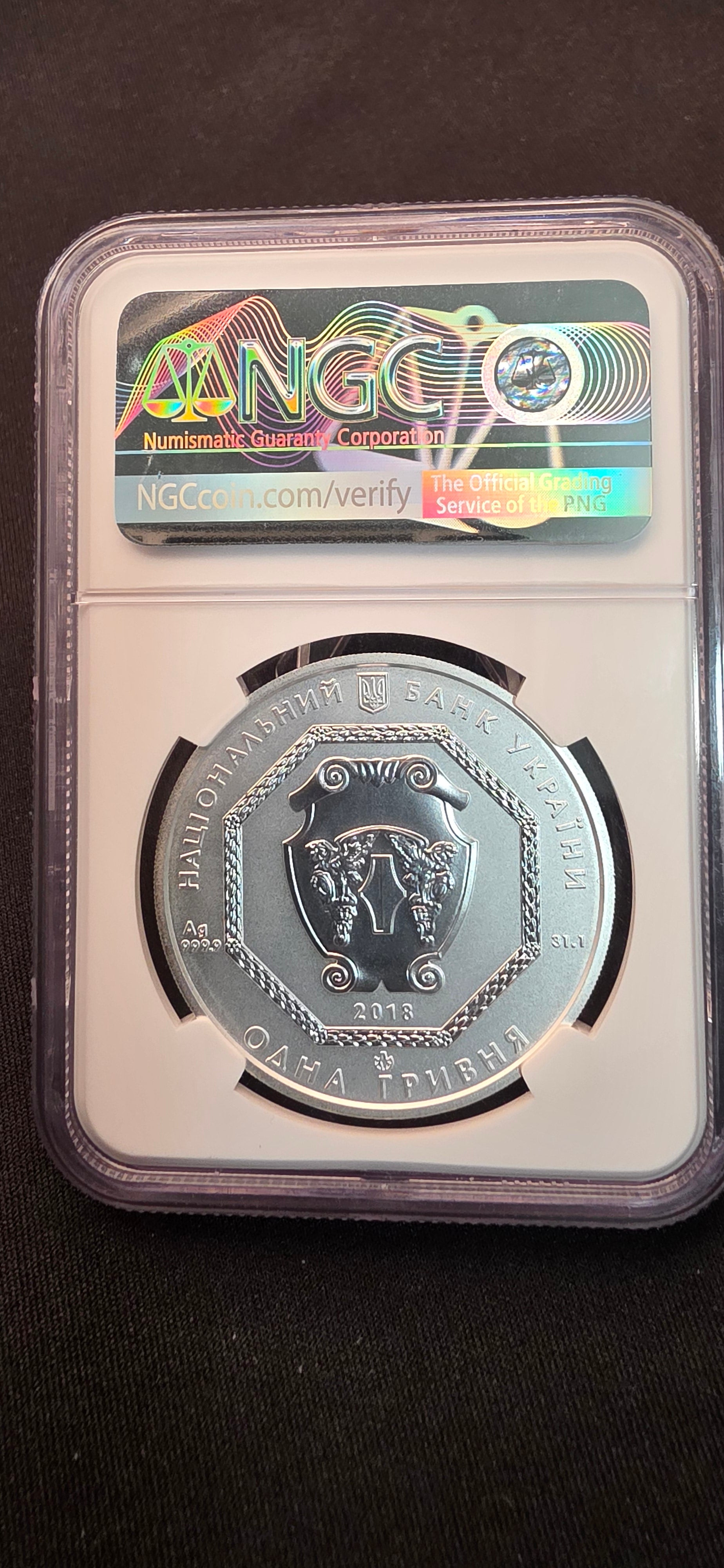 2018 Ukraine 1 Hryvnia “Archangel Michael”
NGC MS70 — Perfect Grade Silver