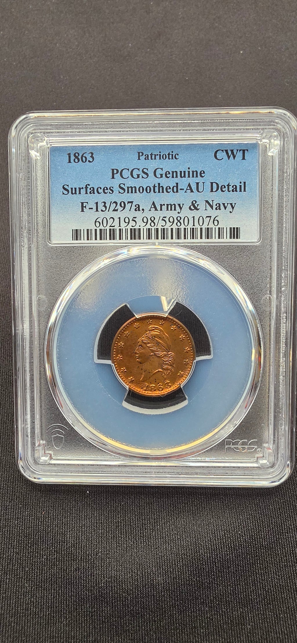 1863 Civil War Token Washington Army & Navy PCGS AU Detail Patriotic CWT”