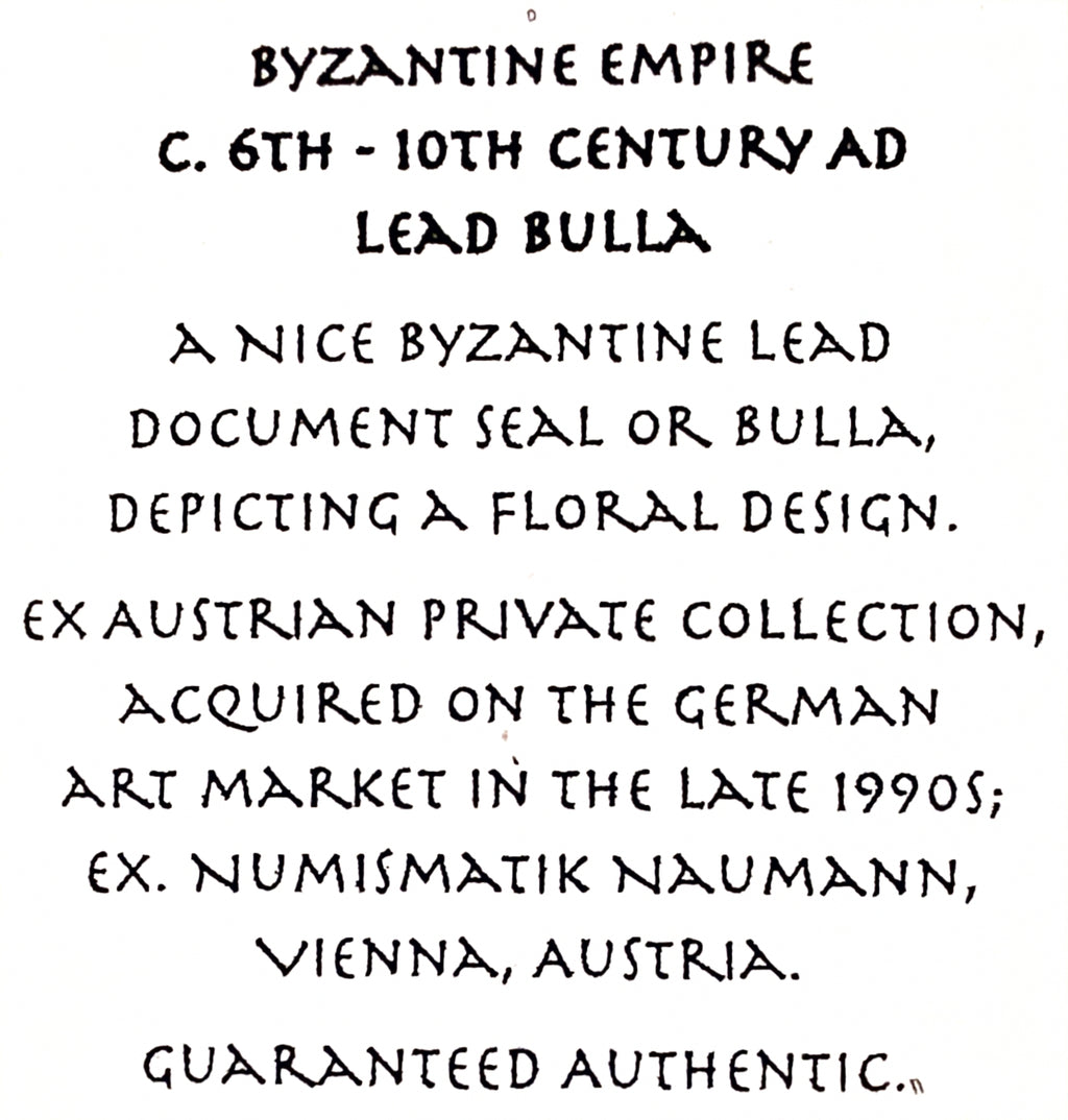 Byzantine Lead Bulla / Document Seal – c. 6th–10th Century AD