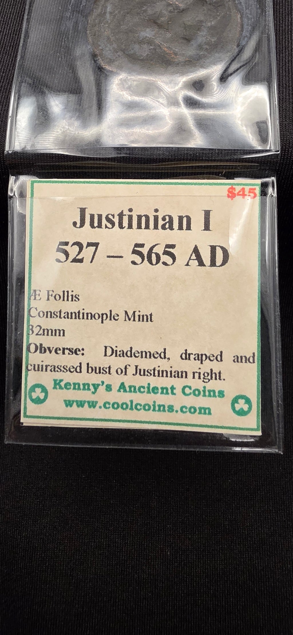 Justinian I Byzantine Follis – Constantinople Mint (527–565 AD)