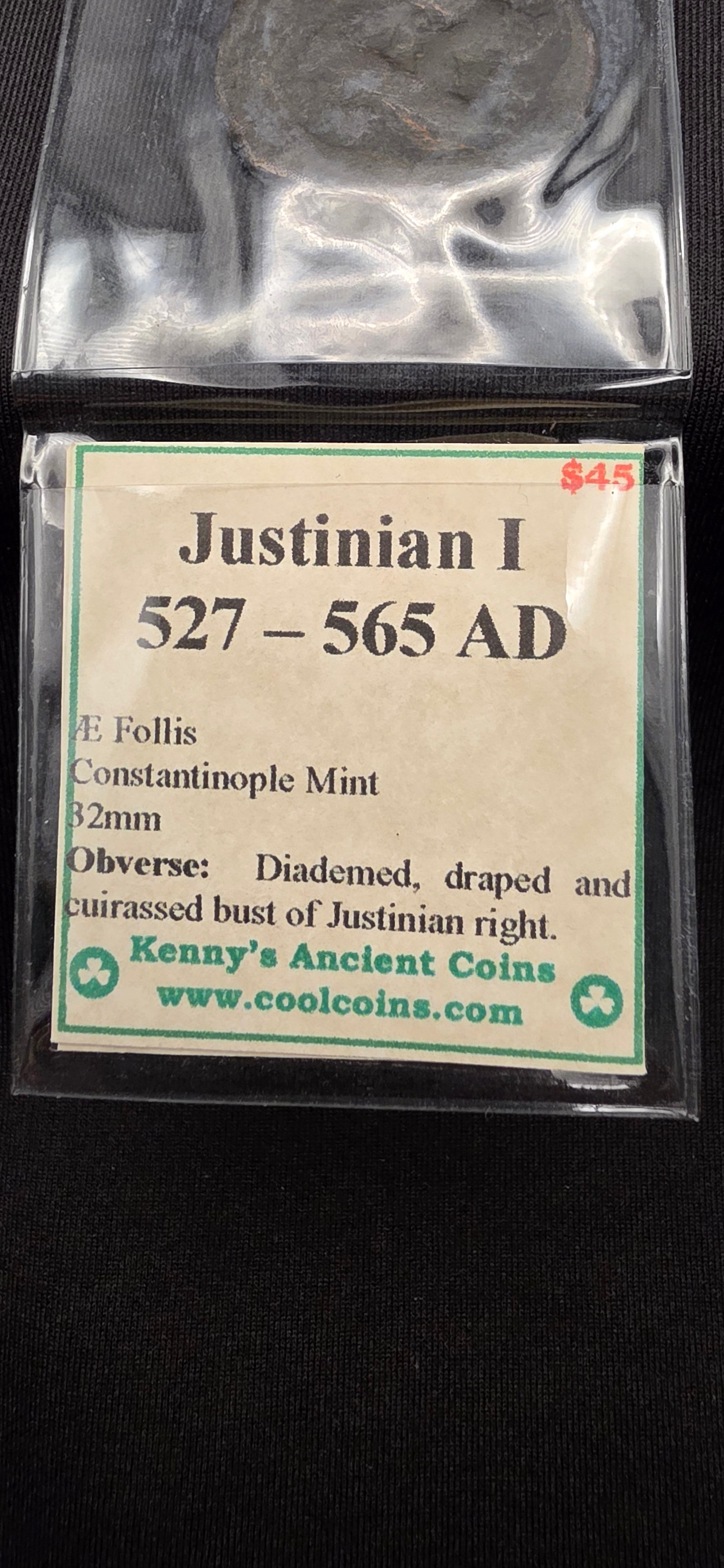 Justinian I Byzantine Follis – Constantinople Mint (527–565 AD)