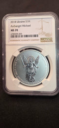 2018 Ukraine 1 Hryvnia “Archangel Michael”
NGC MS70 — Perfect Grade Silver