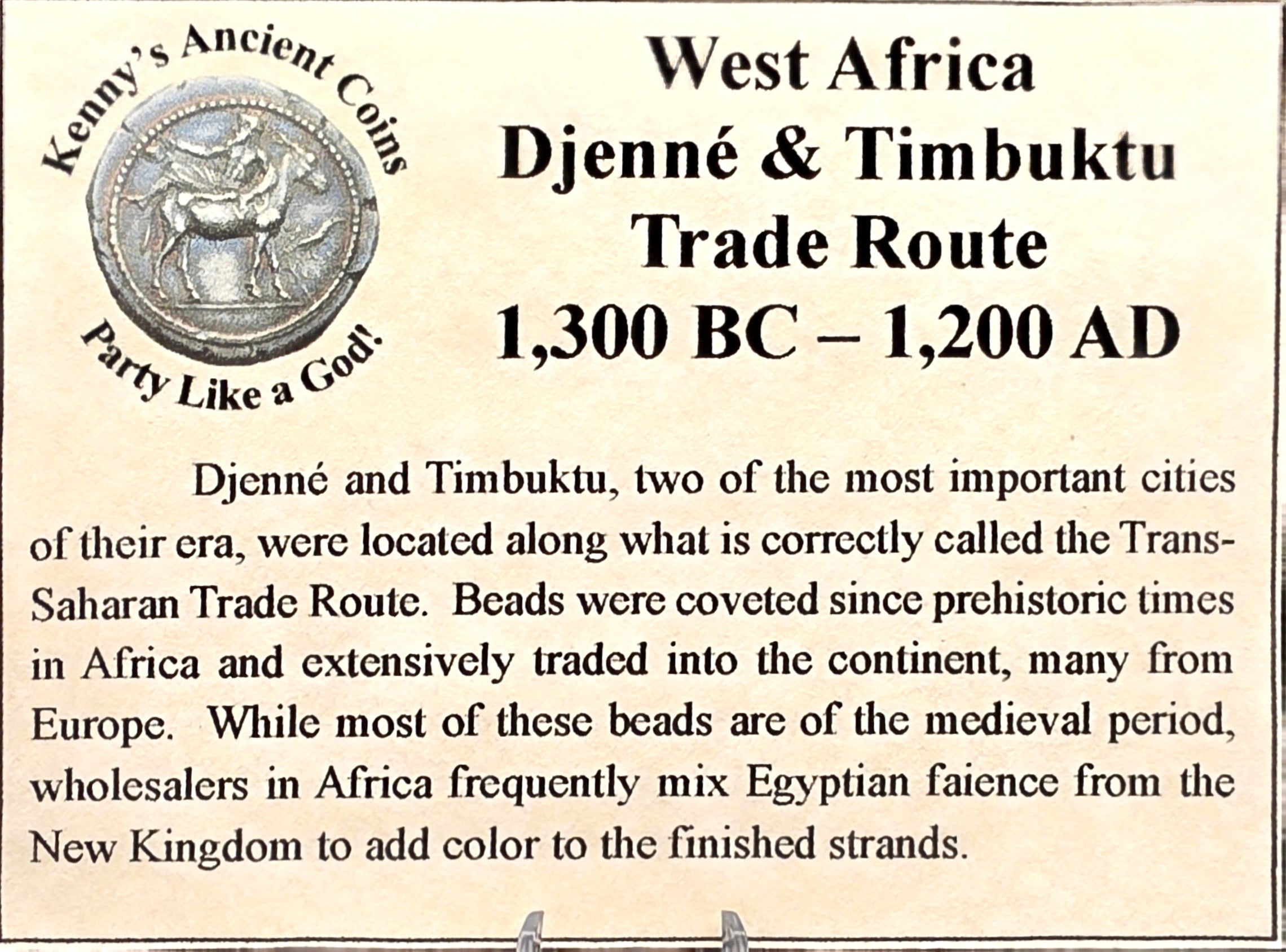 Djenne & Timbuktu trade route beads necklace