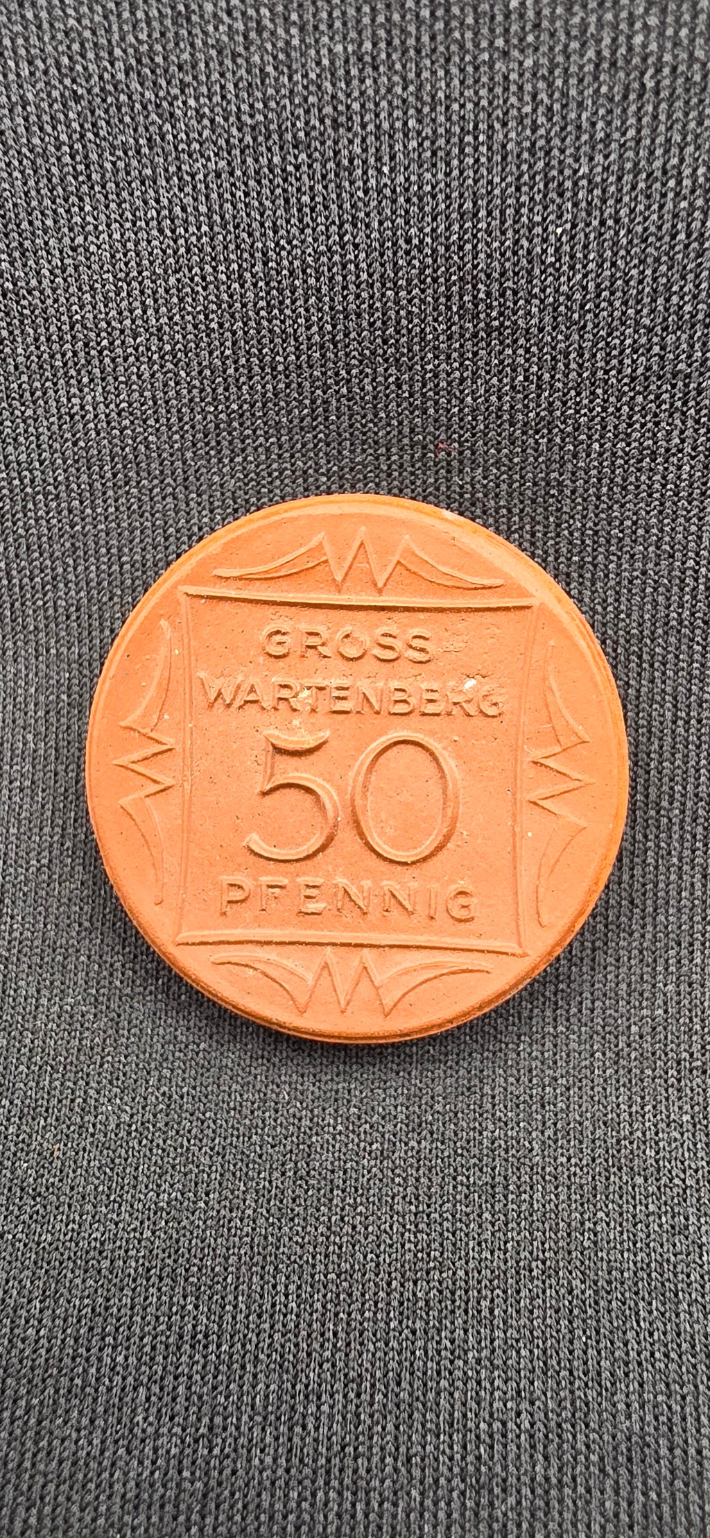 1921 Weimar Republic Gross-Wartenberg Porcelain 50 Pfennig Notgeld