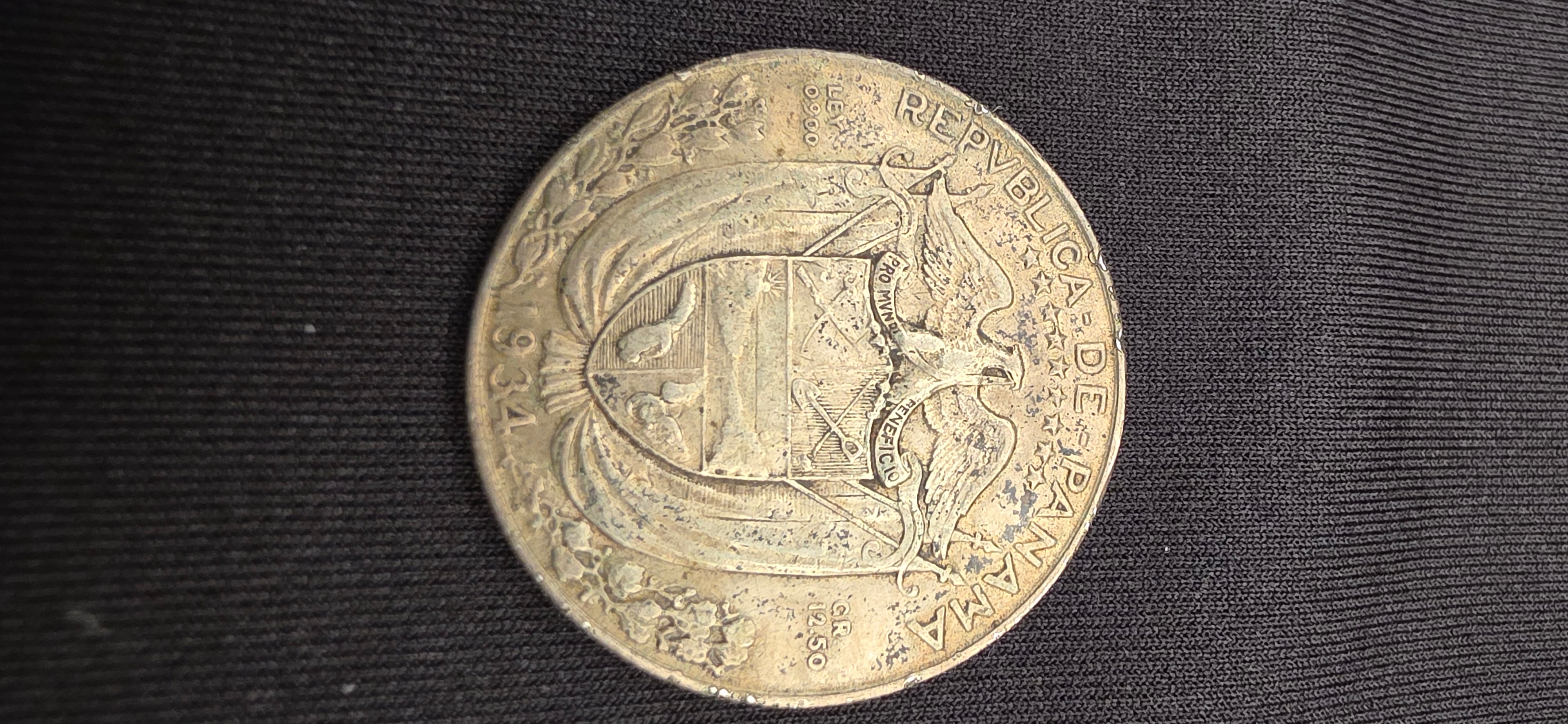 “1934 Panama Silver Half Balboa – Early Type – Vasco Núñez de Balboa”