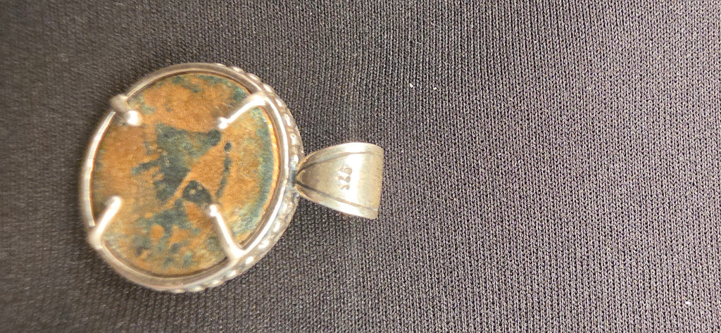 Ancient Biblical Coin Pendant – Herod Agrippa I Bronze Prutah in Silver Mount, 1st Century AD”